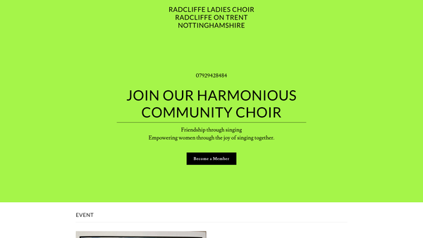 Screenshot of the Radcliffe Ladies Choir website