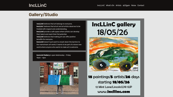 Screenshot of the Incllinc Gallery And Studio website