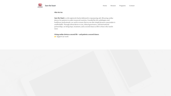 Screenshot of the Save The Heart website