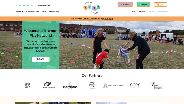 Screenshot of the Thurrock Play Network website