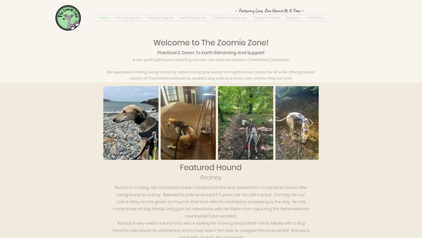 Screenshot of the The Zoomie Zone website