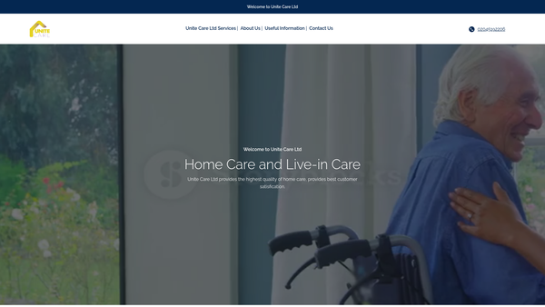 Screenshot of the Unite Care Ltd website