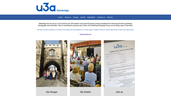 Screenshot of the Edenbridge U3A website