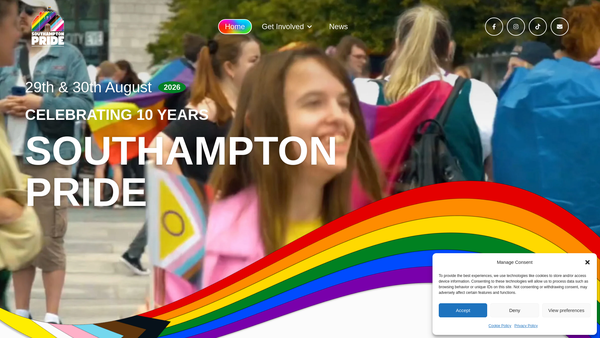Screenshot of the Southampton Pride Trust website