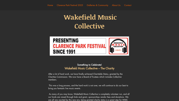 Screenshot of the Wakefield Music Collective website