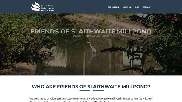 Screenshot of the Friends Of Slaithwaite Millpond website
