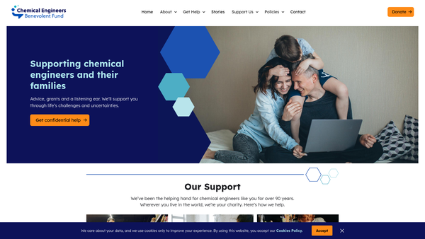 Screenshot of the The Chemical Engineers Benevolent Fund website