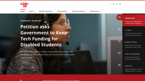 Screenshot of the Able2uk website
