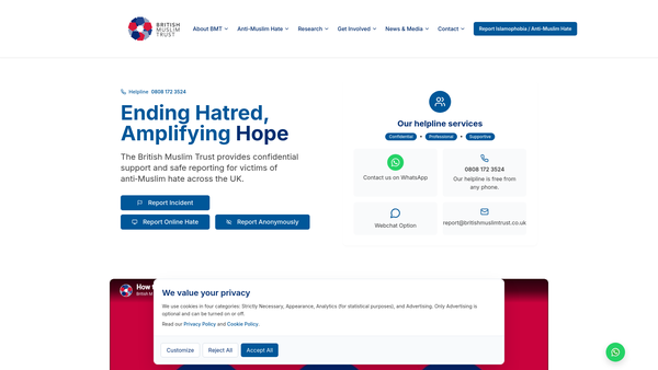 Screenshot of the British Muslim Trust website