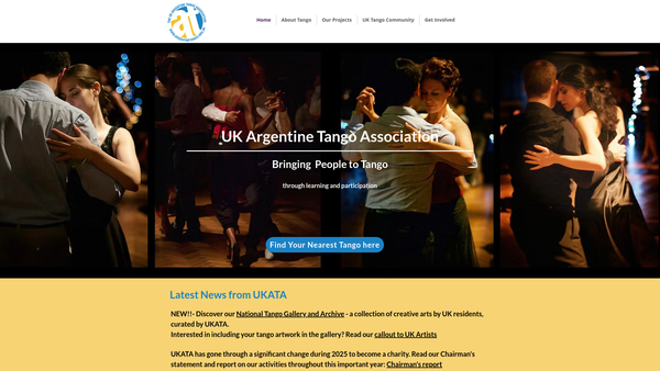 Screenshot of the UK Argentine Tango Association website