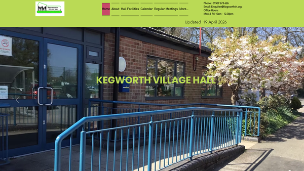 Screenshot of the Kegworth Village Hall website