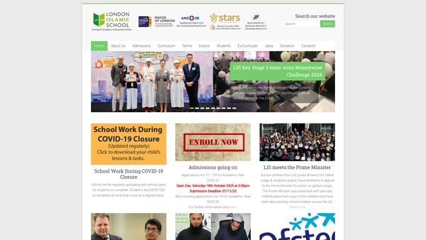 Screenshot of the London Islamic School website