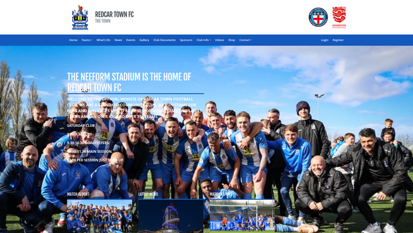 Screenshot of the Redcar Town Football Club website