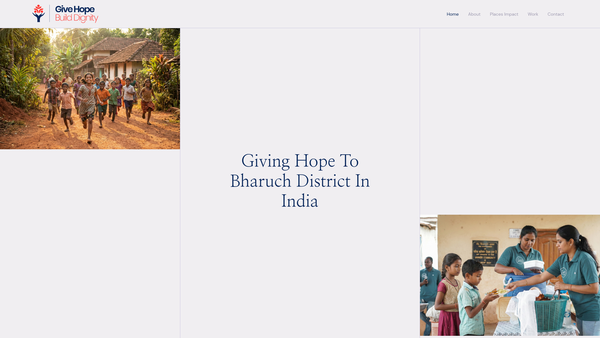 Screenshot of the Give Hope Build Dignity website