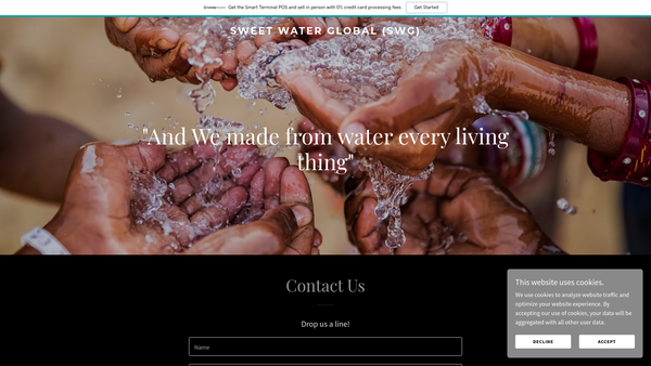Screenshot of the Sweet Water Global website