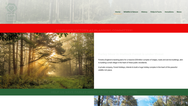 Screenshot of the Friends Of Matlock Forest website