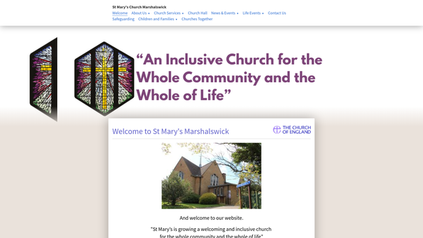 Screenshot of the The Parochial Church Council Of The Ecclesiastical Parish Of St Mary Marshalswick website