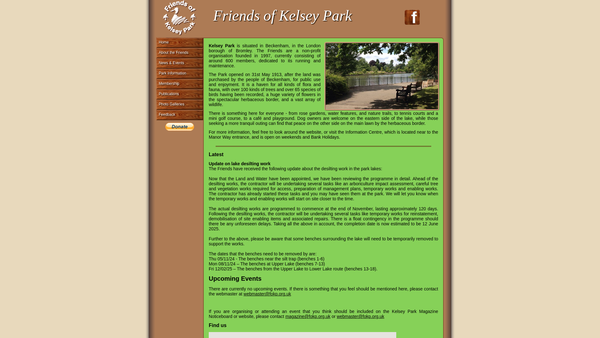 Screenshot of the The Friends Of Kelsey Park website