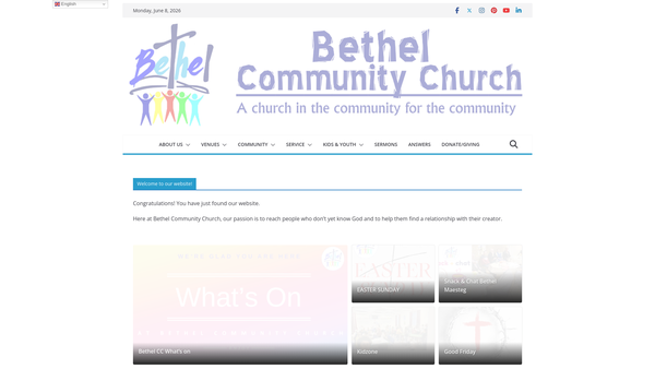 Screenshot of the Bethel Pisgah website