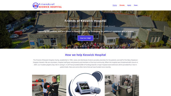 Screenshot of the Friends Of Keswick Hospital website