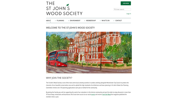 Screenshot of the The St John's Wood Society website