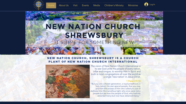 Screenshot of the New Nation Church, Shrewsbury - England website