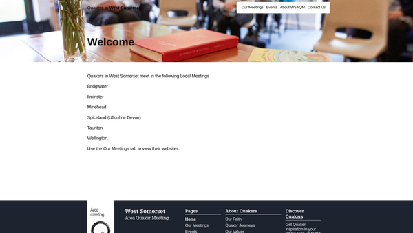 Screenshot of the West Somerset Area Quaker Meeting Of The Religious Society Of Friends (Quakers) In Britain website