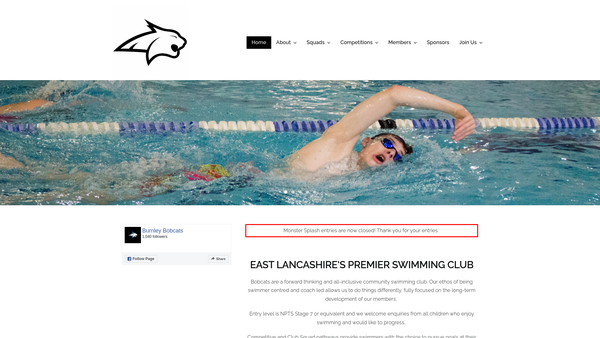 Screenshot of the Burnley Bobcats Adm website