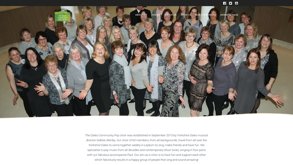 Screenshot of the The Dales Community Pop Choir website