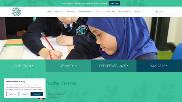 Screenshot of the Parents Teachers And Friends Association Of Acton Gardens Primary School website
