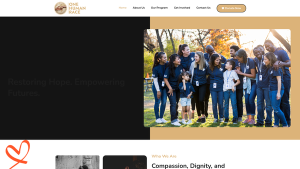 Screenshot of the One Human Race website