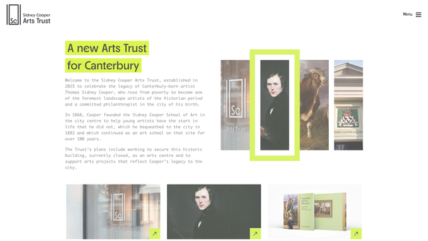 Screenshot of the Sidney Cooper Arts Trust website