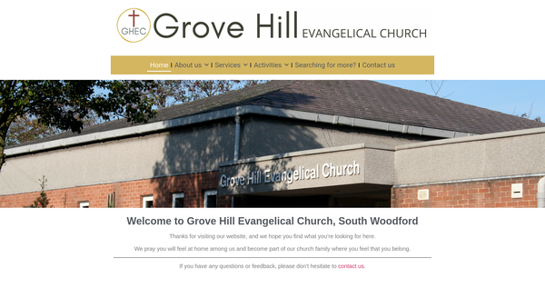Screenshot of the Grove Hill Evangelical Church website