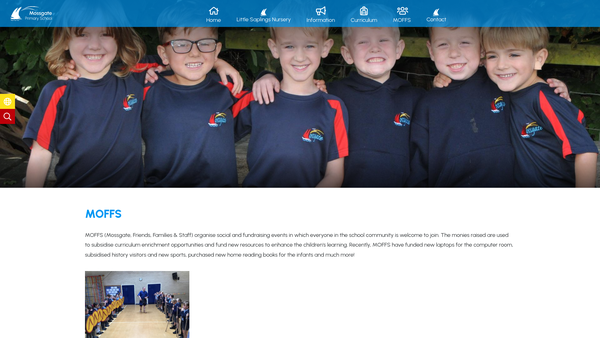 Screenshot of the Mossgate Friends, Families And Staff website