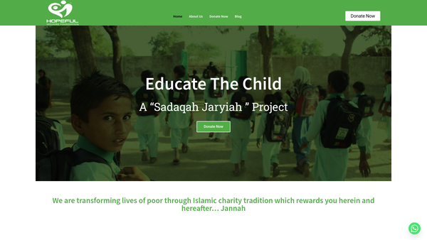 Screenshot of the Hopeful Welfare Foundation website