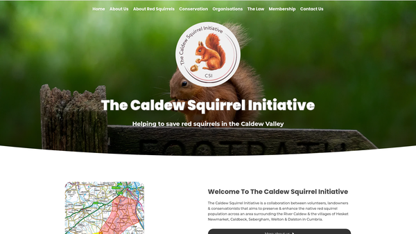 Screenshot of the The Caldew Squirrel Initiative website
