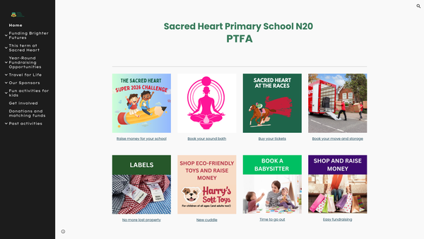 Screenshot of the Sacred Heart Primary School N20 PTFA website