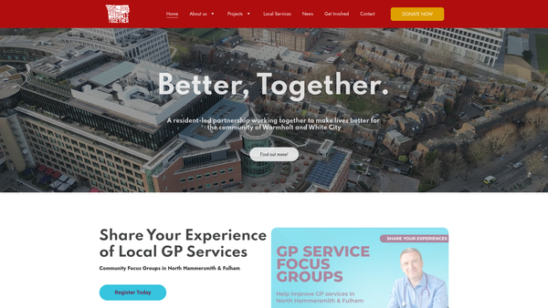 Screenshot of the W12 Together website