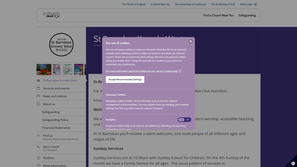 Screenshot of the The Parochial Church Council Of The Ecclesiastical Parish Of Filwood Park In The Diocese Of Bristol website