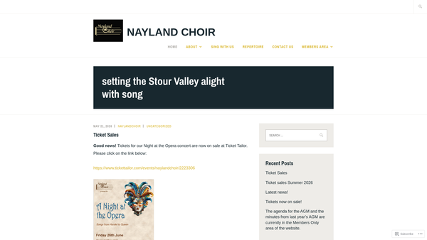 Screenshot of the Nayland Choir website