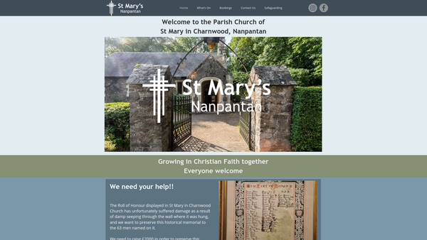 Screenshot of the The Parochial Church Council Of The Ecclesiastical Parish Of St Mary In Charnwood, Nanpantan, In The Diocese Of Leicester website