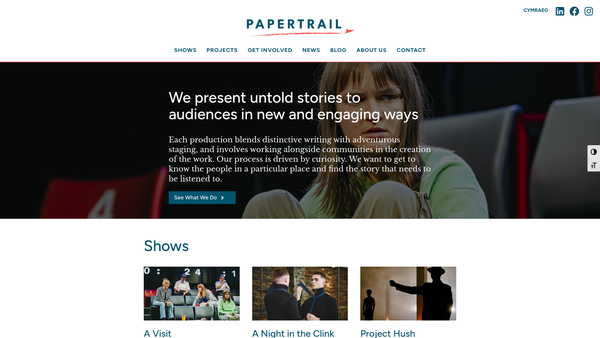 Screenshot of the Llwybr Papur/papertrail Cyf website