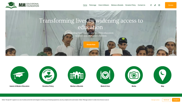 Screenshot of the Mm Educational Foundation website
