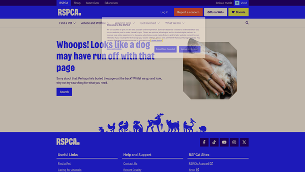 Screenshot of the Royal Society For The Prevention Of Cruelty To Animals Kidderminster And District Branch CIO website
