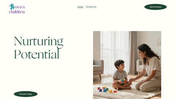 Screenshot of the Eve's Children website