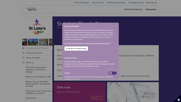 Screenshot of the The Parochial Church Council Of The Ecclesiastical Parish Of Tittensor St Luke website