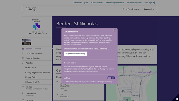 Screenshot of the The Parochial Church Council Of The Ecclesiastical Parish Of St Nicholas, Berden website