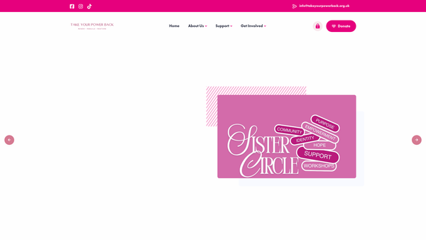 Screenshot of the Take Your Power Back: The Women's Restoration Charity website