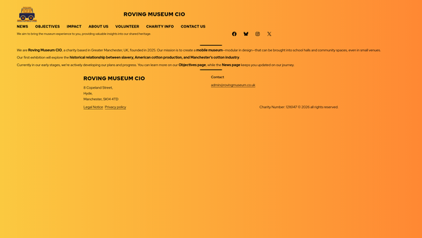 Screenshot of the Roving Museum website