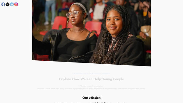 Screenshot of the Fearless Youth Association Limited website